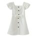 Tosmy Dresses For Girls Toddler Summer Flying Sleeve Solid Color Princess Dress Casual Dress With Belt Fashion Clothes