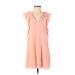 Club Monaco Casual Dress - A-Line V Neck Short sleeves: Pink Print Dresses - Women's Size 0