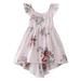 Tosmy Girls Dresses Toddler Summer Sleeveless Girls Flanged Strap Halter Floral Dress Princess Dress Casual Dress Fashion Clothes