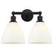 Bristol Glass 17" 2-Light Matte Black Bath Light w/ Matte White Shade