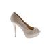 Jennifer Lopez Heels: Pumps Stilleto Glamorous Tan Shoes - Women's Size 9 - Peep Toe