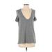 Pam & Gela Short Sleeve T-Shirt: Gray Tops - Women's Size P