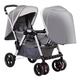 Baby Stroller for Twins-Cozy Compact Twin Baby Pram Stroller,Double Infant Stroller with Tandem Seating,Oversized Canopy,Tandem Umbrella Stroller for Girls Boys (Color : Gray)