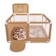 Selonis Square Play Pen Filed with 100 Balls Basketball, Beige:Pastel Beige/Copper/Pearl