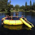 VIMCEOR Inflatable Water Trampoline with Slide, 5FT-20FT Round Floating Bouncer Child Adult Water Sport Platform for Pool Lake,6.5FT/2.0M
