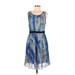 Miss Wu Casual Dress - A-Line: Blue Print Dresses - Women's Size 6