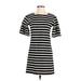 J.Crew Casual Dress - Shift: Black Stripes Dresses - Women's Size 2X-Small