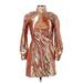 Little Moon Casual Dress - Bodycon Turtleneck Long sleeves: Gold Print Dresses - Women's Size 0