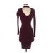 another story Casual Dress - Bodycon Mock Long sleeves: Purple Print Dresses - Women's Size Medium