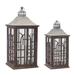 Melrose International Lantern Candle Holder Wood/Glass in Brown/Gray | 29 H x 12.75 W x 12.75 D in | Wayfair 88233