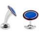 Deakin & Francis Cufflinks Sterling Silver Maroon Red Royal Blue Enamel - Silver