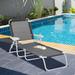 Arlmont & Co. Adjustable Sun Beach Lounger Patio Garden Reclining Bed Portable Folding Camping Cot Blue Metal | 31.5 H x 63 W x 26 D in | Wayfair
