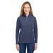 CORE365 CE405W Women's Fusion ChromaSoft Pique Quarter-Zip T-Shirt in Classic Navy Blue Heather size XL | Polyester
