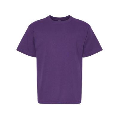 M&O MO4850 Youth Gold Soft Touch T-Shirt in Purple size Large | Cotton 4850