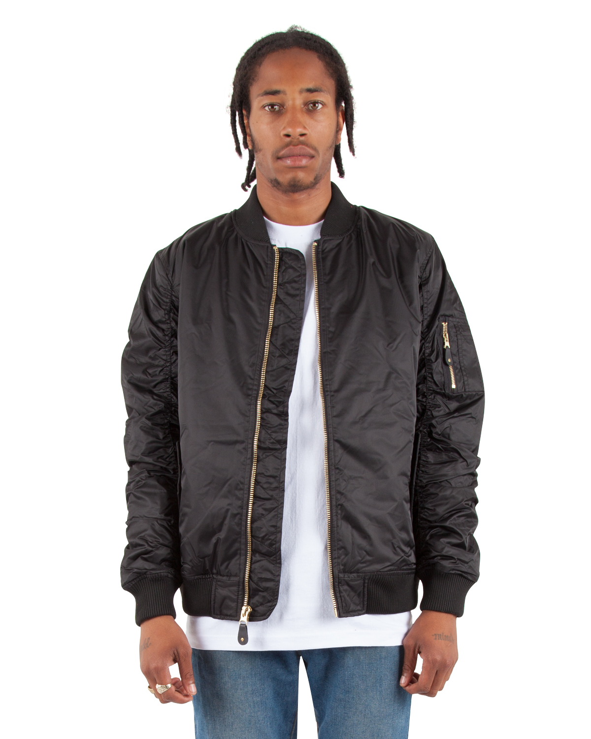 Shaka Wear SHBJ Adult Bomber Jacket in Black size Large