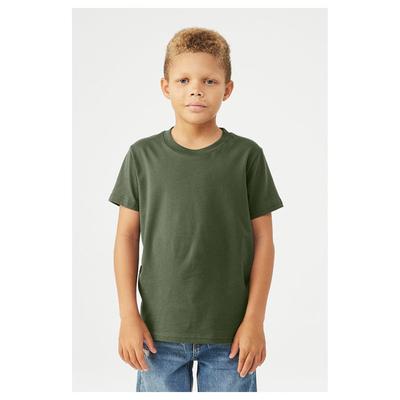 Bella + Canvas 3001Y Youth Jersey T-Shirt in Military Green size XL | Cotton 3001YCVC, 3001YCV, BC3001YCVC, B3001Y, BC3001Y