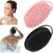 2 Pack Silicone Body Scrubber 2 in 1 Bath and Shampoo Brush Soft Silicone Loofah for Sensitive Skin Double-Sided Body Brush for Men Women Lathers Well Gentle Exfoliating (Black Pink)