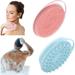 2 Pack Silicone Body Scrubber 2 in 1 Bath and Shampoo Brush Soft Silicone Loofah for Sensitive Skin Double-Sided Body Brush for Men Women Lathers Well Gentle Exfoliating (Blue Pink)