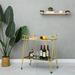 Everly Quinn Dennetta Bar Cart Glass/Steel in Yellow | 29.1 H x 29.5 W x 16.5 D in | Wayfair DE939FA99C3145E6884F90CCC5B4393B