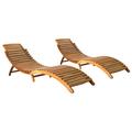 Dcenta 2 Piece Folding Sun Loungers Acacia Wood Chaise Lounge Chair for Pool Patio Balcony Garden Outdoor Furniture 72.4 x 21.7 x 25.2 Inches (L x W x H)