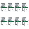 Dcenta 8 Piece Patio Chairs with Seat Cushion Acacia Wood Outdoor Dining Chair Set Gray Wooden Armchairs for Garden Balcony Backyard Furniture 24 x 22.4 x 36.2 Inches (W x D x H)