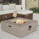 COSIEST Outdoor Propane Fire Pit Coffee Table w Square Faux Stone 35-inch Base 50 000 BTU Stainless Steel Burner Free Lava Rocks and Rain Cover(Gray)