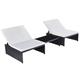 Dcenta 2 Piece Outdoor Sun Lounger Set Backrest Height Adjustable Garden Chaise Lounge Chairs with Table Black Poly Rattan for Patio Poolside Beach Deck Backyard Balcony