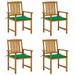 Dcenta 4 Piece Garden Chairs with Green Cushion Acacia Wood Outdoor Dining Chair for Patio Balcony Backyard Outdoor Furniture 24 x 22.4 x 36.2 Inches (W x D x H)