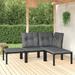 Dcenta 4 Piece Outdoor Patio Furniture Set Dark Gray Cushioned Seat Sectional Sofa Set Black Poly Rattan Conversation Set for Garden Deck Poolside Backyard