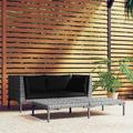 Dcenta 3 Piece Patio Lounge Set with Cushions Dark Gray Half Round Poly Rattan 2 Corner Sofas with Coffee Table Outdoor Conversation Set Sectional Sofa Set for Garden Lawn Courtyard Balcony