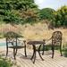 Dcenta Set of 3 Bistro Set Cast Aluminum Bronze Patio Table and 2 Garden Chairs for Garden Balcony Backyard Balcony Outdoor Furniture