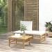 Dcenta 3 Piece Patio Set with White Cushions Bamboo