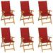 Dcenta Patio Chairs 6 pcs with Red Cushions Solid Teak Wood