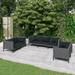 Dcenta 7 Piece Patio Lounge Set with Cushions Poly Rattan Dark Gray Outdoor Sectional Sofa Set Steel Frame for Garden Lawn Courtyard Balcony