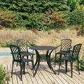 Dcenta 5 Piece Bar Set Cast Aluminum Black Garden Table with Umbrella Hole and 4 Chairs for Garden Lawn Courtyard Balcony