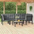 Dcenta 6 Piece Outdoor Patio Furniture Set Sectional Sofa Set with Dark Gray Seat and Back Cushions Black Poly Rattan Conversation Set for Garden Deck Poolside Backyard