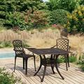 Dcenta 3 Piece Bistro Set Cast Aluminum Bronze Coffee Table and 2 Chairs Bar Set for Garden Lawn Courtyard Terrace
