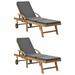 Dcenta Sun Loungers with Cushions 2 pcs Solid Teak Wood Dark Gray