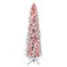 Puleo International 7.5 ft. Pre-Lit Flocked Portland Pine Artificial Pencil Tree