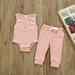 Herrnalise Newborn Baby Boys Girls Sleeveless Solid Romper Tops Bow Pants Outfits Set