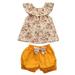 Tregren Toddler Baby Girl Clothes Set Sleeveless Ruffle Collar Floral Crop Top Bubble Bow Short Infant Outfit Suit