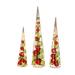 Set of 3 Lighted Red and Green Ornament Filled Cone Trees - N/A