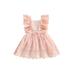 Tregren Toddler Baby Girl Infant Cotton Linen Lace Princess Overall Dress Sundress