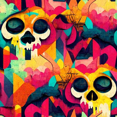 Skull Graffiti Multicoloured Wallpaper