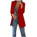 KIJBLAE Womens Office Blazer Cardigans Lapel Coat Suit Office Long Jacket Tops Fall Fashion Basic Plain Cardigans 2023 Cardigans Plus Size Coat Workout Long Sleeve Jacket Red XL