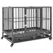 Dcenta Dog Cage with Wheels and Pull Out Tray Steel Dog Crate Cage Kennel Pet Playpen for Indoor Outdoor 40.2 x 28.3 x 33.5 Inches (W x D x H)
