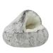 Cat Bed Round Soft Plush Burrowing Cave Hooded Cat Bed Donut for Dogs & Cats Faux Fur Cuddler Round Comfortable Self Warming pet Bed Machine Washable Waterproof Bottom(Long Plush Coffee)