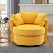 Swivel Accent Barrel Chair Modern Sofa Lounge Club Round Chair Linen Fabric for Living Room Hotel with 3 Pillows
