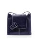 Women Duo Tone Leather Cross body Bag Ladies Vera Pelle Flap Messenger Shoulder Handbag (Navy)