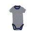 Just One You Made by Carter's Short Sleeve Onesie: Blue Stripes Bottoms - Size Newborn